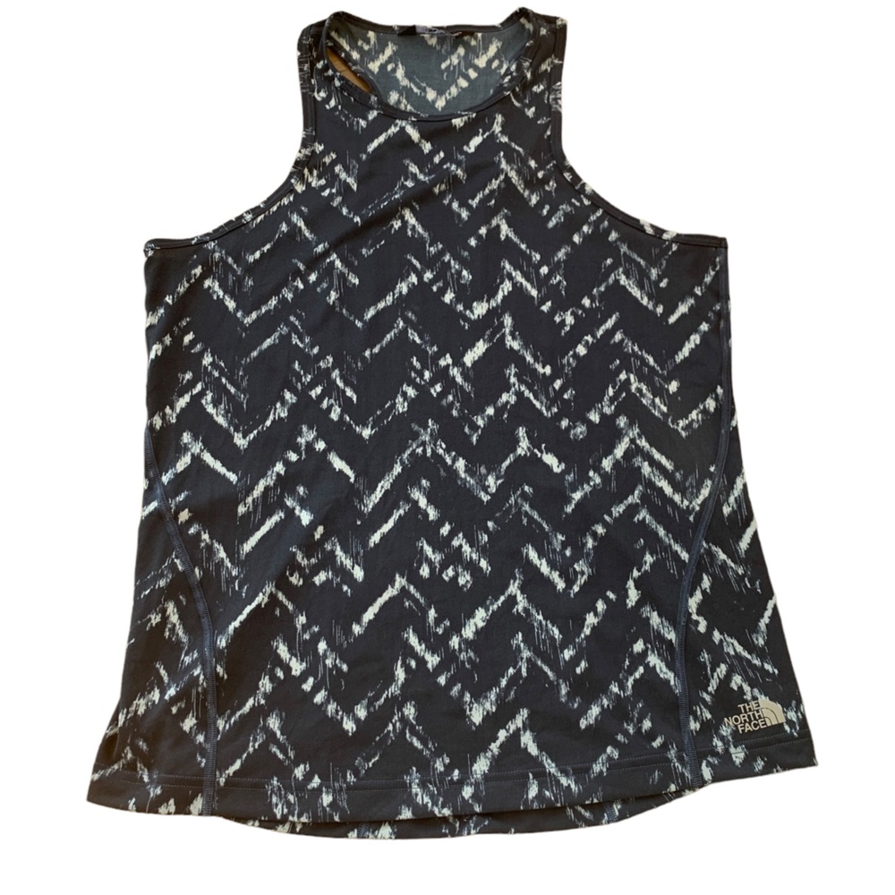 The North Face On-The-Go Navy Blue and White Chevron Racerback Tank Size Large